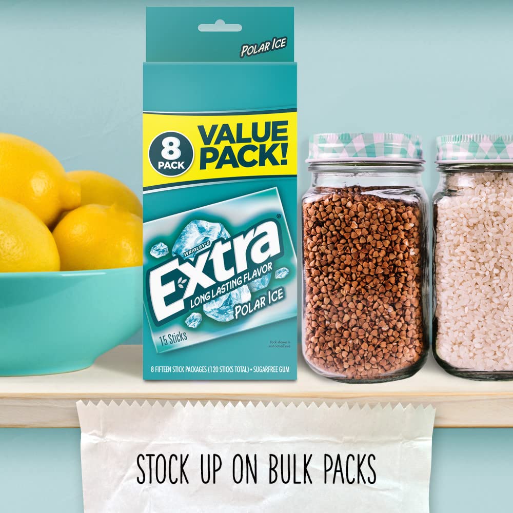 Extra--Polar Ice Sugarfree Gum, Icy Fresh, Mint Flavored, Sugarfree Chewing Gum With Long Lasting Flavor, Freshens Breath, 120 C