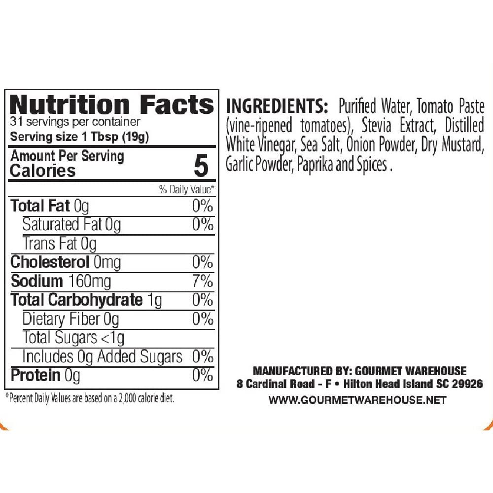 Gourmet Warehouse No Sugar Added Ketchup And Sugar Free Bbq Sauce, Handcrafted In Small Batches Gluten-Free, Hfcs-Free, Keto Fri
