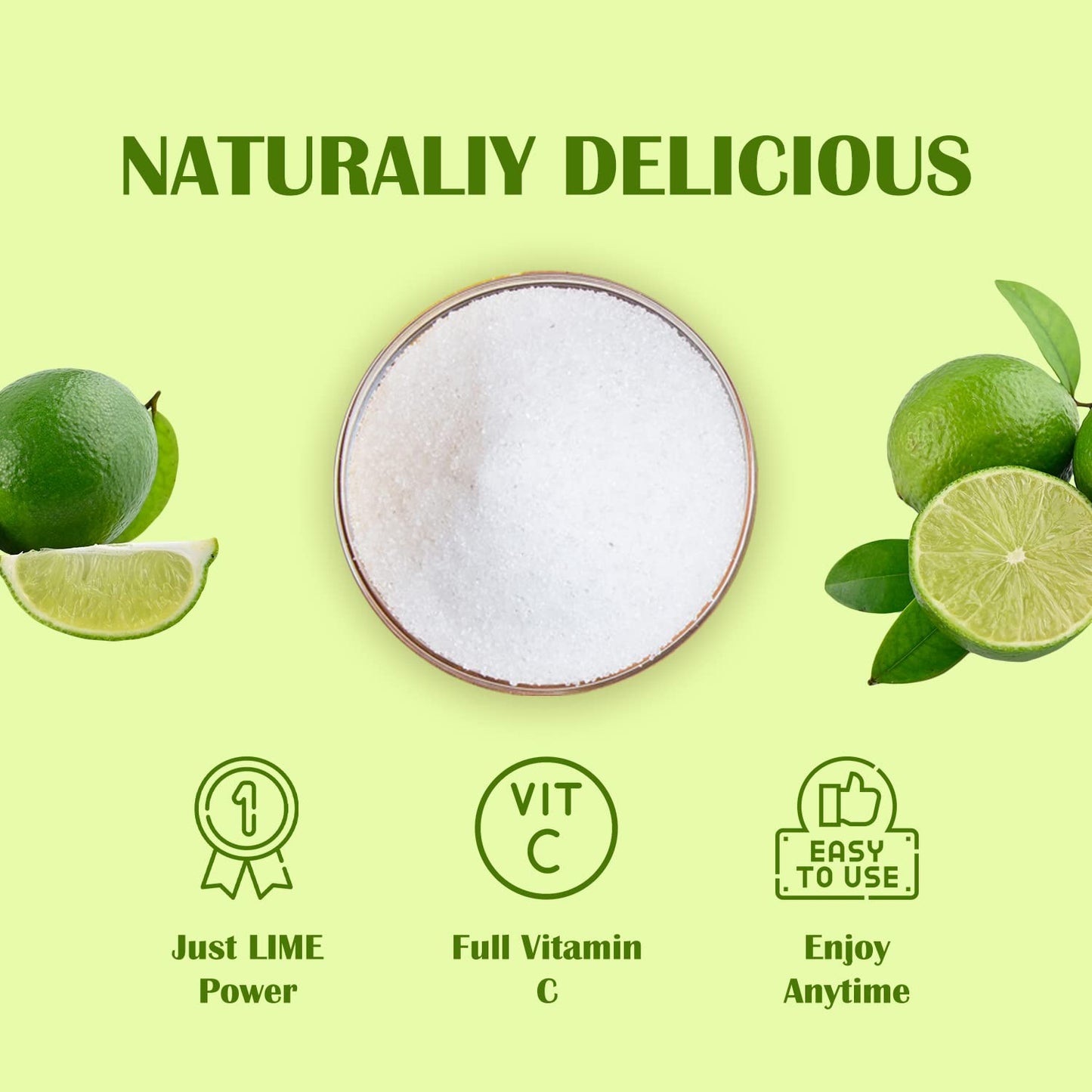 Grelim Lime Powder 11.3 Oz - Freeze Dried Gluten-Free Lime Juice Powder for Beverages & Smoothies - Fresh Squeezed Limeade 320g