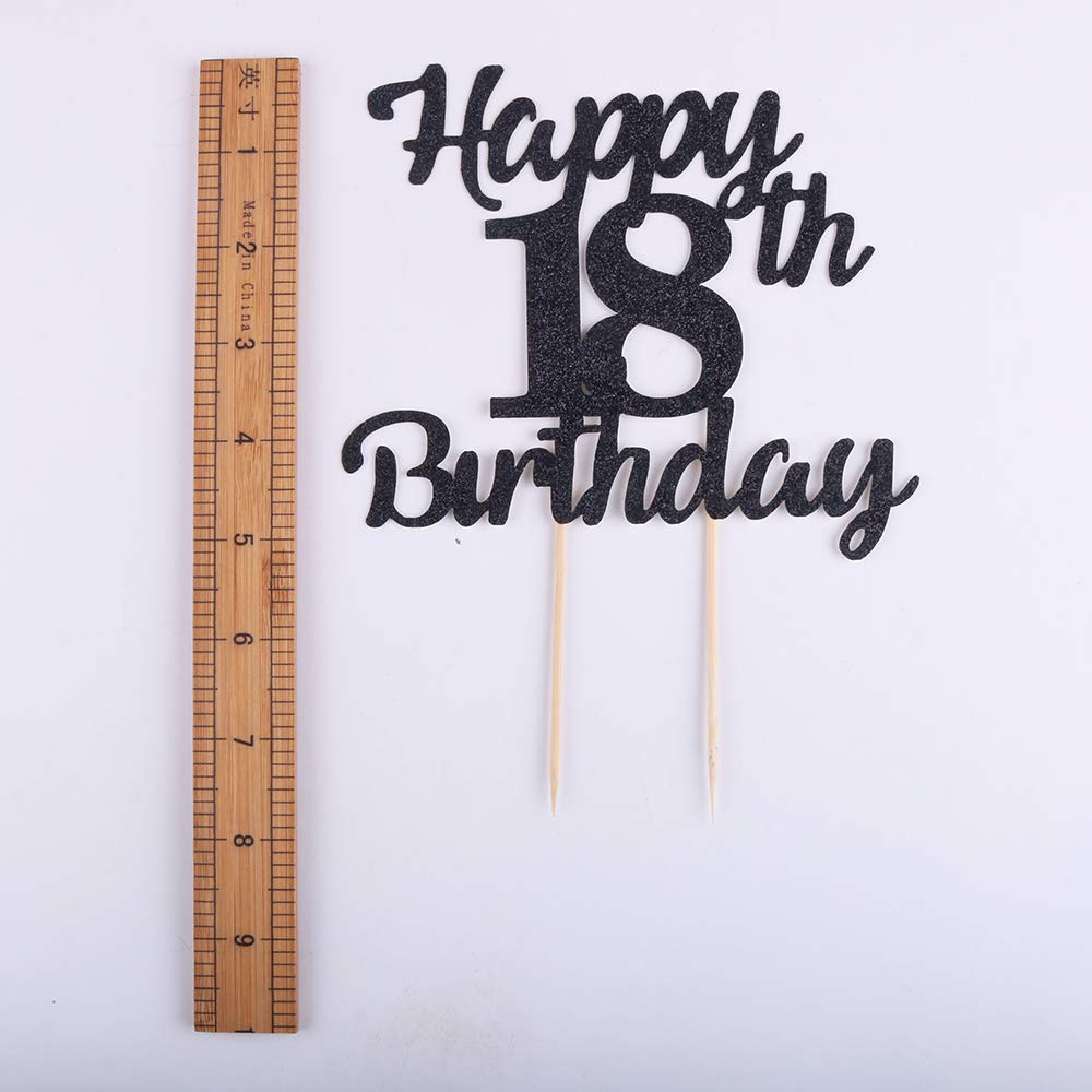 Lveud 18Th Birthday Cake Topper For Happy Birthday, 18 Black Flash 18Th Cake Topper,Happy Birthday Cake Topper Cake Ornament (18Th)