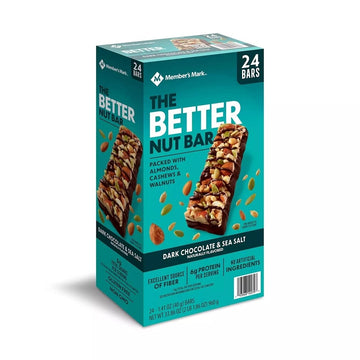Member'S Mark The Better Nut Bar, Dark Chocolate & Sea Salt, 1.4 Oz (24 Count)