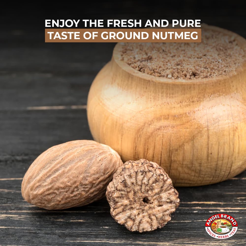 Angel Brand Ground Nutmeg - Premium Spice for Cooking - 2 oz Bottle