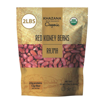 Khazana Organic Red Kidney Beans 2Lb - Rajma  Non-Gmo Gluten Free & Kosher  Authentic Lentils From India
