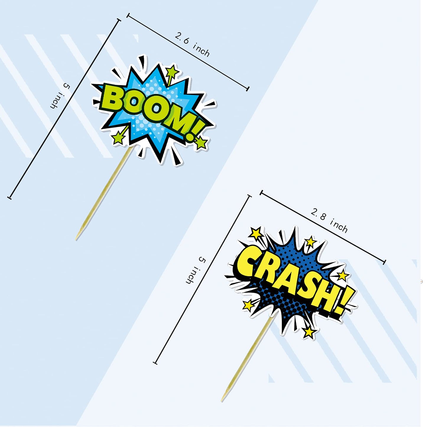 Superhero Boom Cupcake Toppers 48 Pack Happy Birthday Cake Decor For Kids Hero Theme Birthday Party Supplies Celebrating Party E