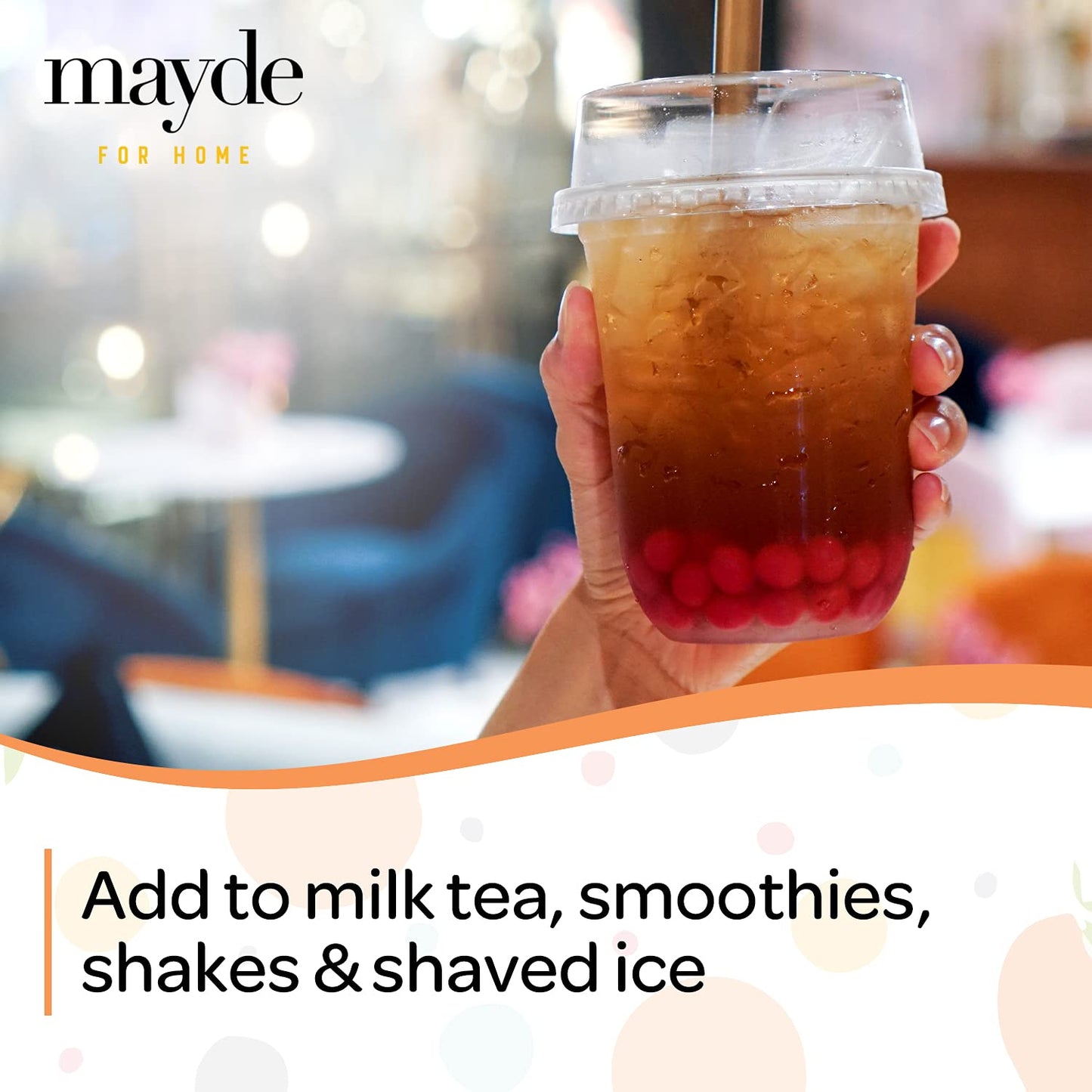Mayde Popping Boba Pearls for Drinks, Desserts, & Breakfast Bowls (Mango Flavor, 7 Pounds)