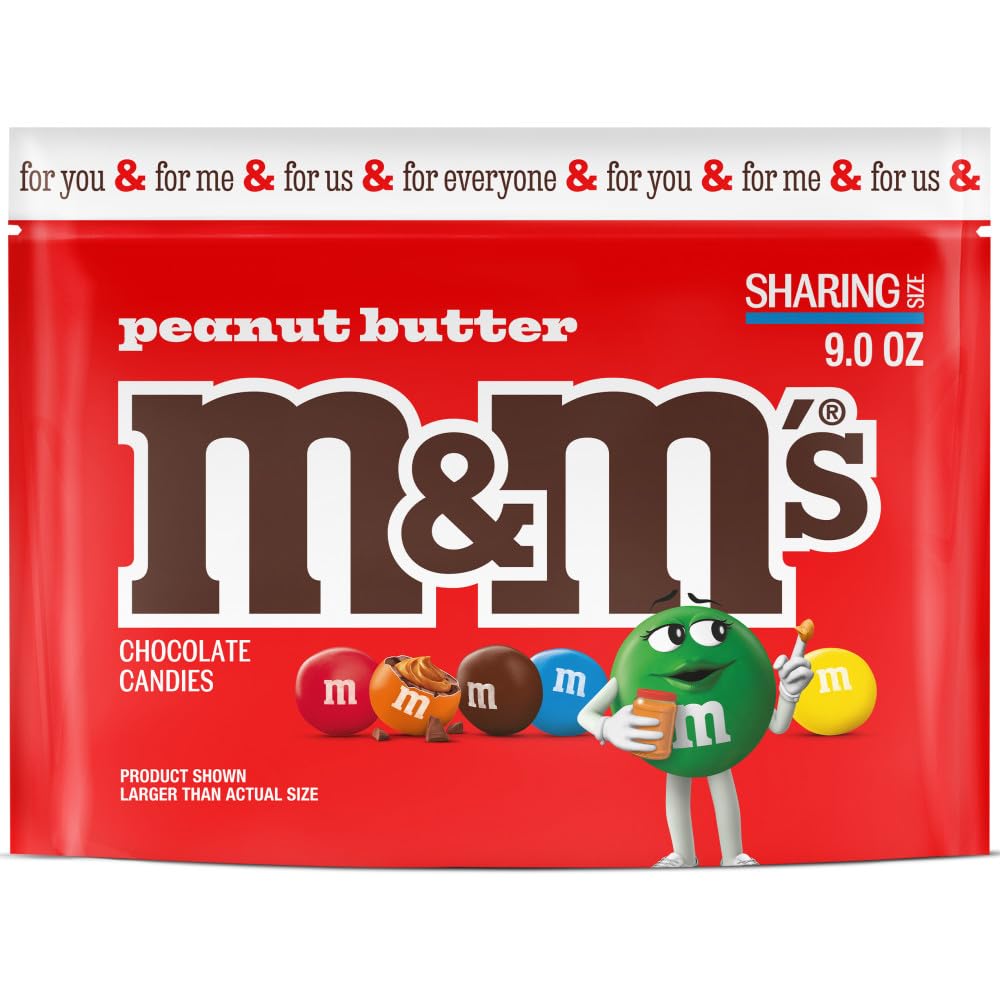M&MS Peanut Butter Milk Chocolate Candy, Sharing Size, 9 oz Bag