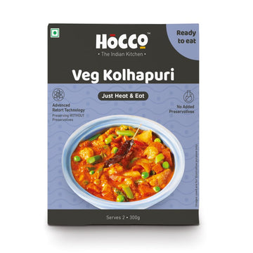 Hocco Veg Kolhapuri Ready To Eat|Ready To Eat|Just Heat And Eat|Pure Veg Indian Food |Ready To Eat Meal|No Added Preservative& C