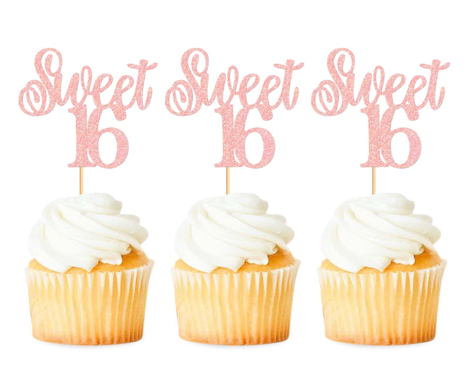 Keaziu 24 Pack Sweet 16 Cupcake Toppers Sweet Sixteen 16 Happy 16 Cupcake Picks For 16Th Birthday Wedding Anniversary Party Cake