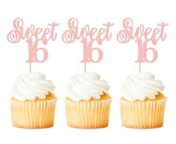 Keaziu 24 Pack Sweet 16 Cupcake Toppers Sweet Sixteen 16 Happy 16 Cupcake Picks For 16Th Birthday Wedding Anniversary Party Cake