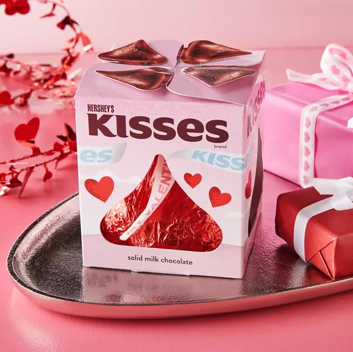 Hershey Giant Red Kisses Milk Chocolate Valentine'S Gift Box - Extra Large Solid Chocolate Candy Treat For Parites, Valentines E