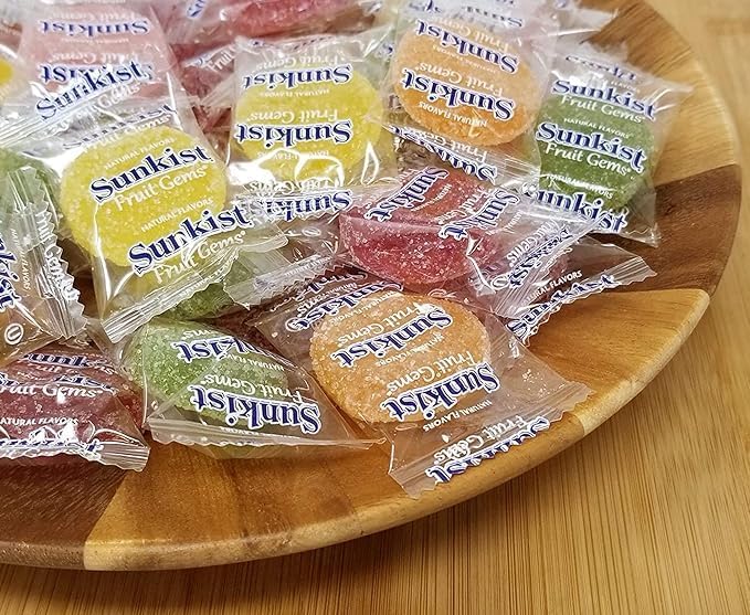 Sun Kist Fruit Gems 1.5-Lbs Klub Bulk Snacks Individually Wrapped- Assorted Flavors Soft Sugar Dusted-Bulk Candy Made With Real
