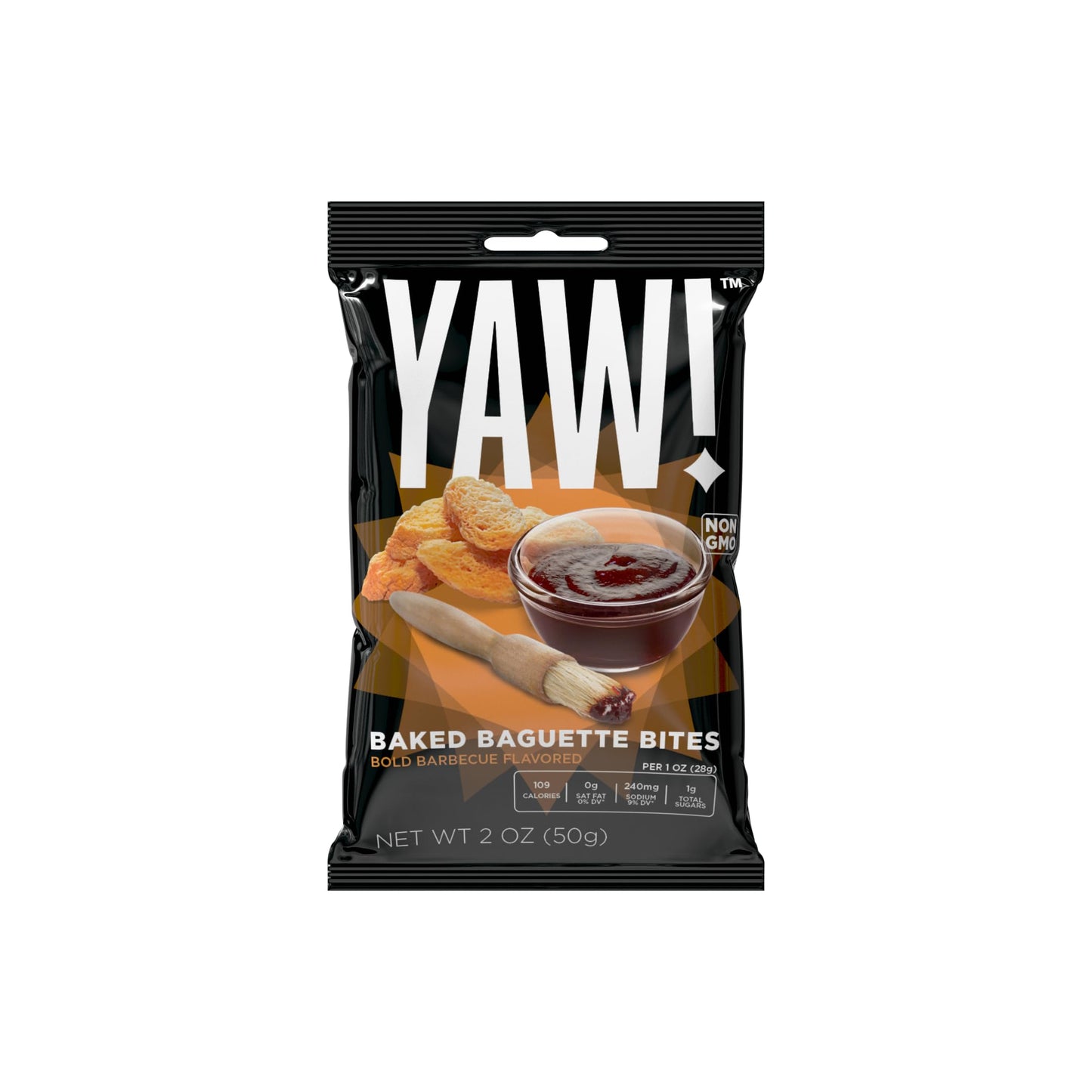 YAW! Baked Baguette Bites, Bold BBQ Flavor, Non-GMO, 6oz (3 Pack), Red-Orange