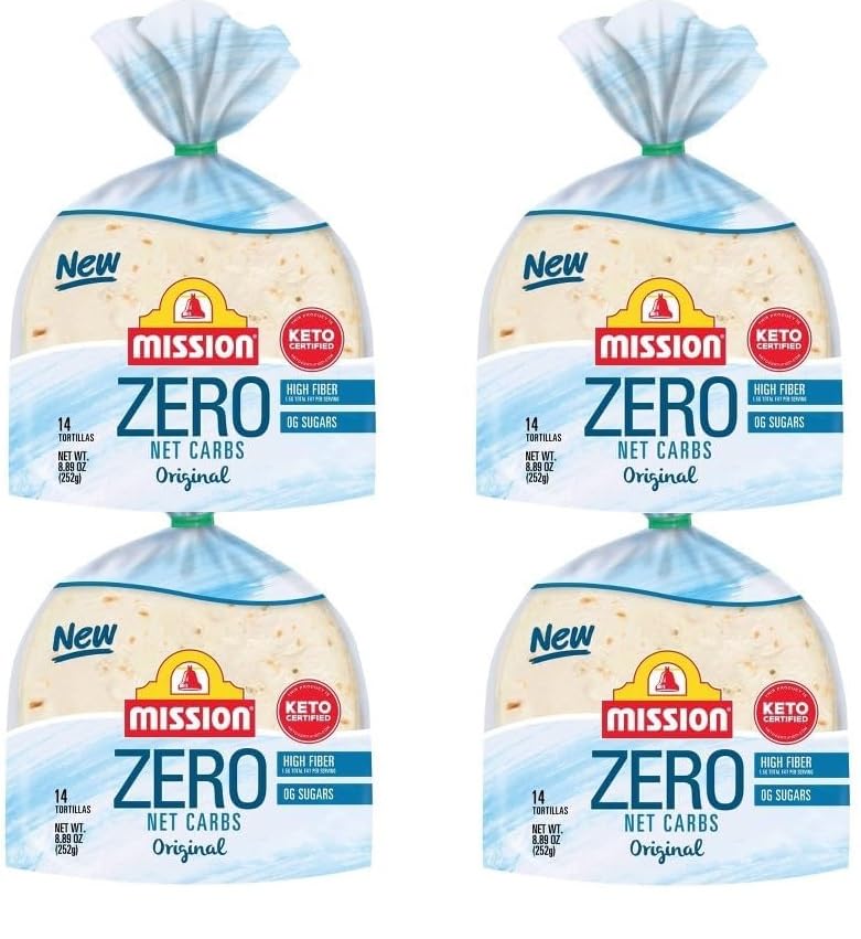 Mission Original Tortillas - 0g Net Carbs - Keto Certified - 4.5'' Street Taco - 14 Count, 8.89 oz. - Low Carb - 4 Pack