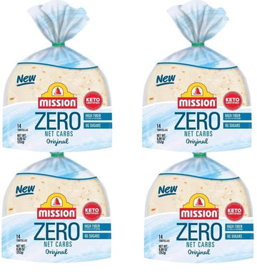 Mission Original Tortillas - 0g Net Carbs - Keto Certified - 4.5'' Street Taco - 14 Count, 8.89 oz. - Low Carb - 4 Pack