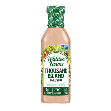 Walden Farms Thousand Island Dressing 12 oz. Bottle - Creamy & Tangy Flavor, 0g Net Carbs Condiment, Kosher Certified - Natural 
