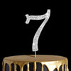Number Cake Topper 7, Uniideco Silver Rhinestone Premium Metal Bling Bling Cake Decor, Sparkly Happy Birthday Wedding Anniversar