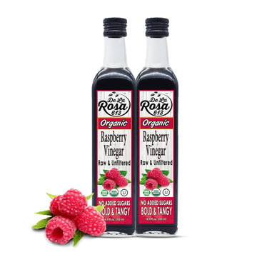 De La Rosa Organic Raspberry Vinegar, Raw & Unfiltered Pure Vinegar, Vegan, Gluten Free & Kosher, Great For Organic Salad Dressi