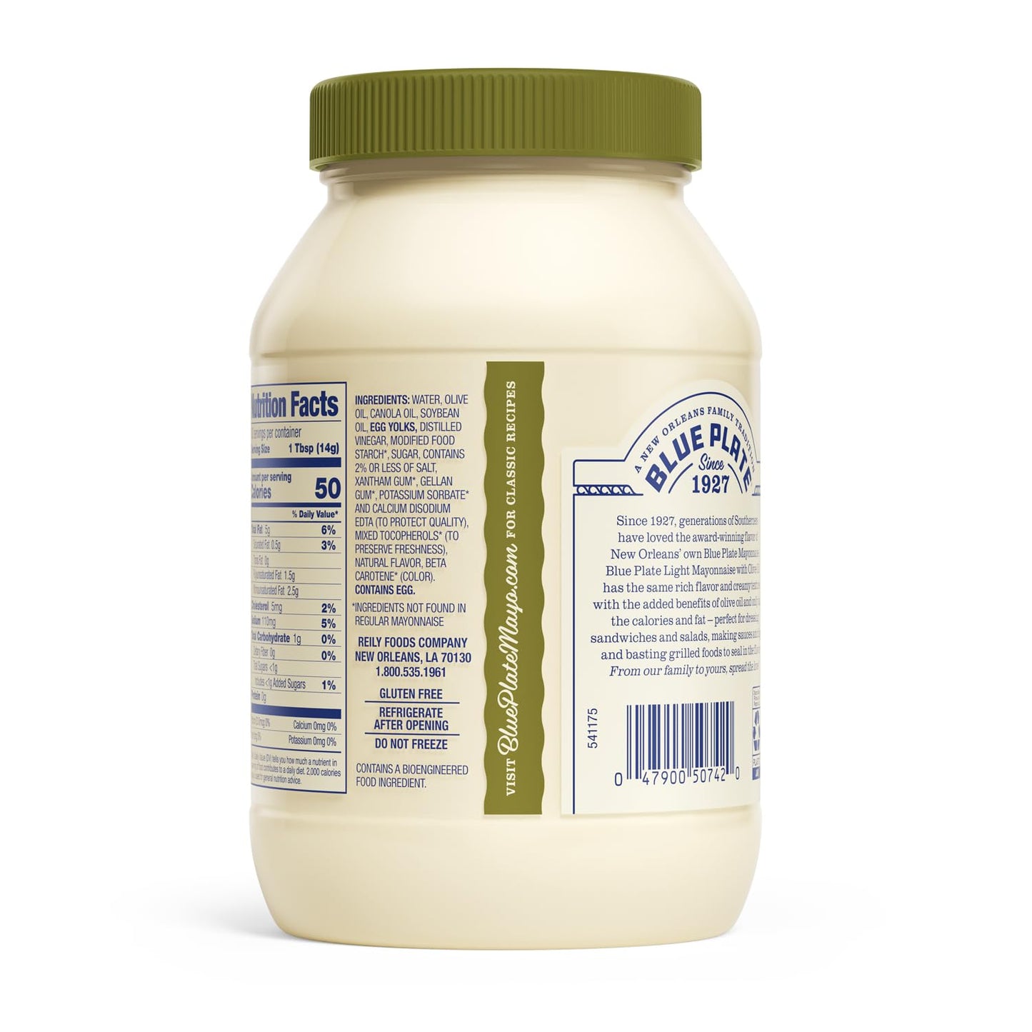 Blue Plate Light Mayonnaise With Olive Oil, 30 Fl Oz Jar (Pack Of 6)