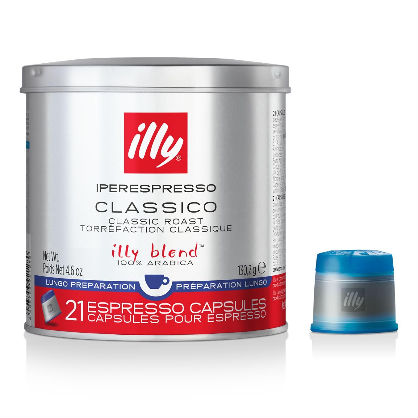 illy Coffee iperEspresso Capsules - Single-Serve Coffee Capsules & Pods - Single Origin Coffee Pods - Classico Lungo Roast with Notes of Caramel - For iperEspresso Capsule Machines - 21 Count  6 Pack