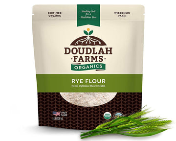 Organic Rye Flour 5lb by Doudlah Farms - Farmed From Regenerative Soil | Vegan, Non-GMO, Grown In USA | For Baking Sourdough, Br