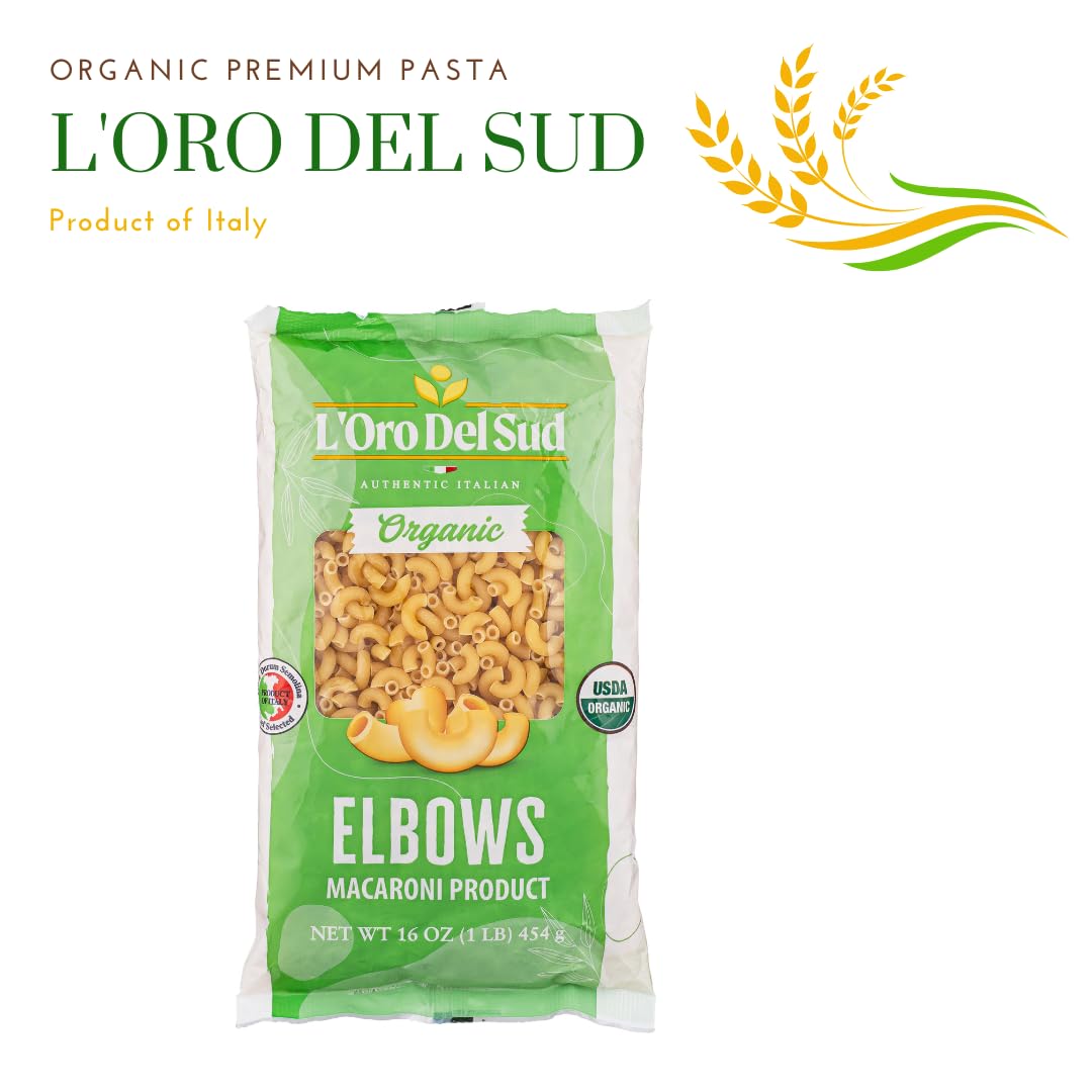 Organic Elbows Pasta, 100% Durum Wheat, Italian Pasta, Premium Quality Product Of Italy (10 Pack X 16 Oz) Non Gmo, Vegan, Kosher