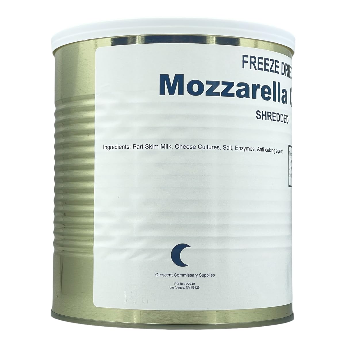 Military Surplus Freeze Dried Shredded Mozzarella Cheese - #10 Can - 32 oz - 25+ Year Shelf Life - Emergency Survival Food - Lon