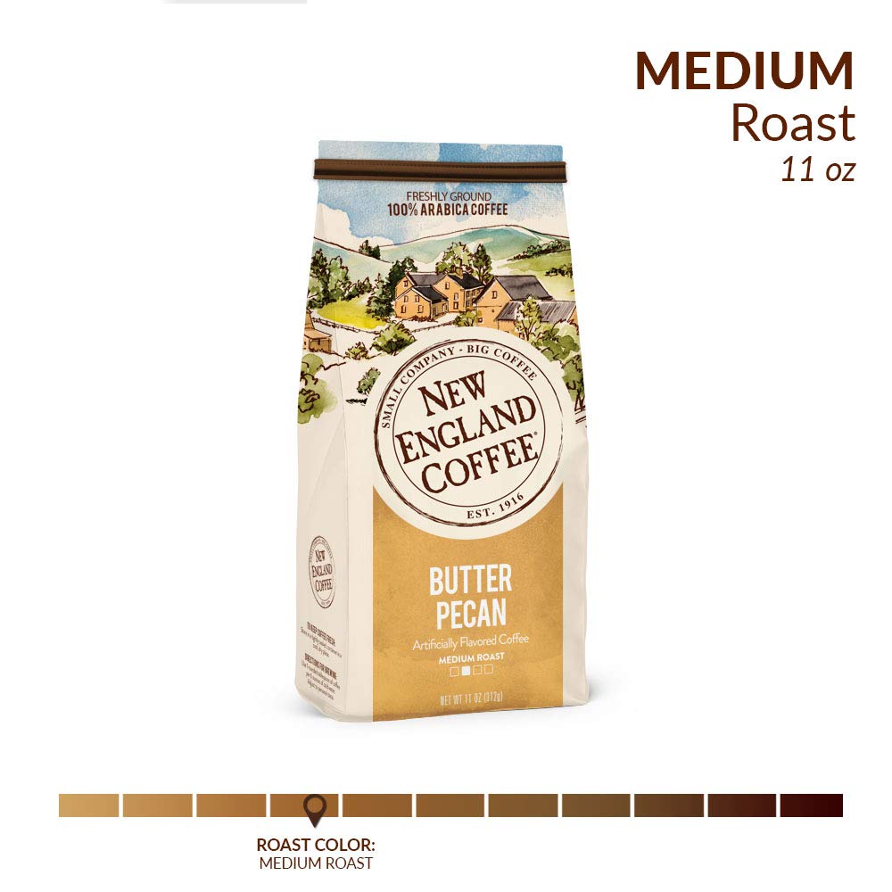 New England Coffee Butter Pecan, 11 Ounce (Pack of 1) - Rich Flavor, Perfect for Coffee Lovers