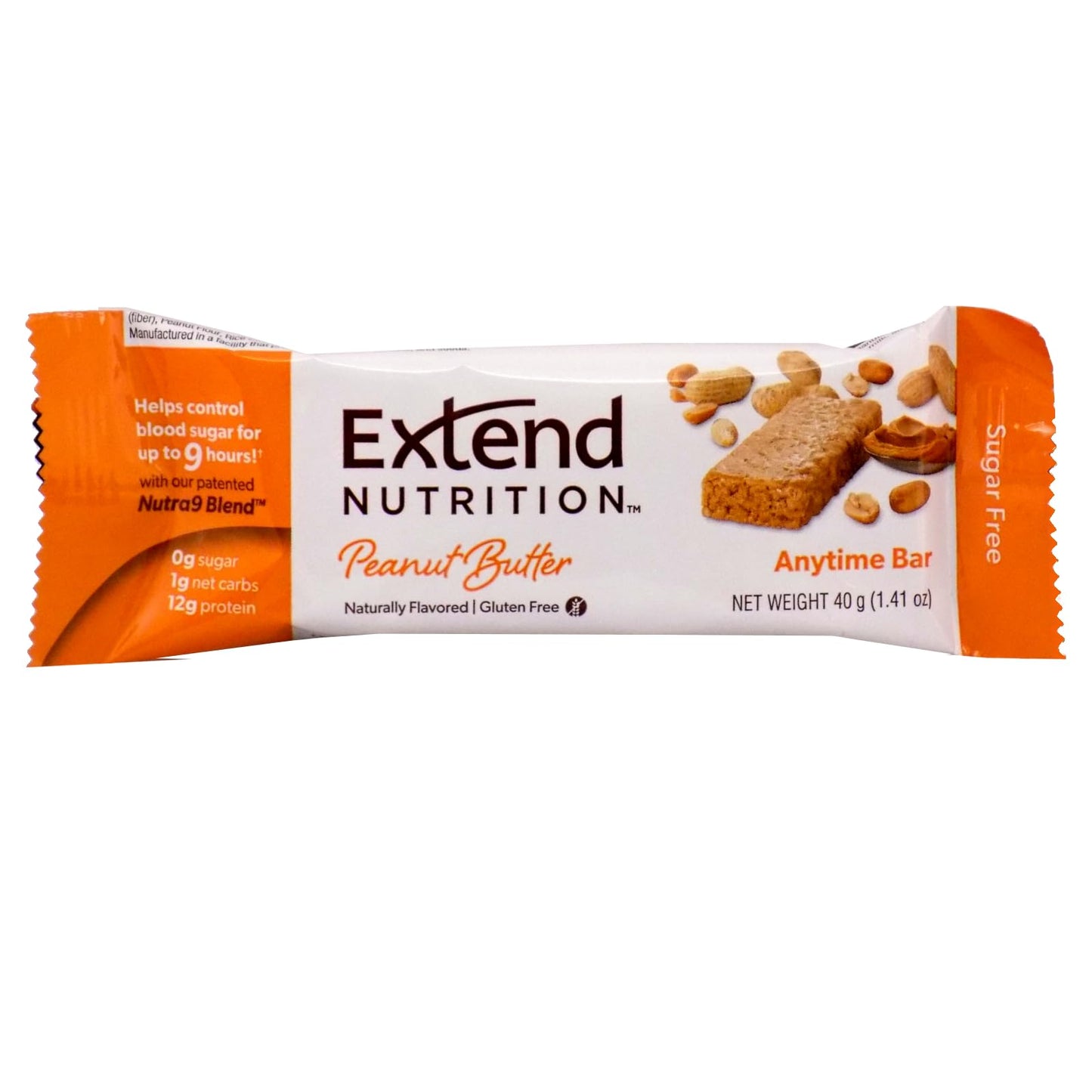 Extend Sugar Free Protein Bars, Perfect Diabetic Snacks, High Protein And Fiber, Hunger Control & Steady Energy, Low Carb, Keto Friendly (Peanut Butter)