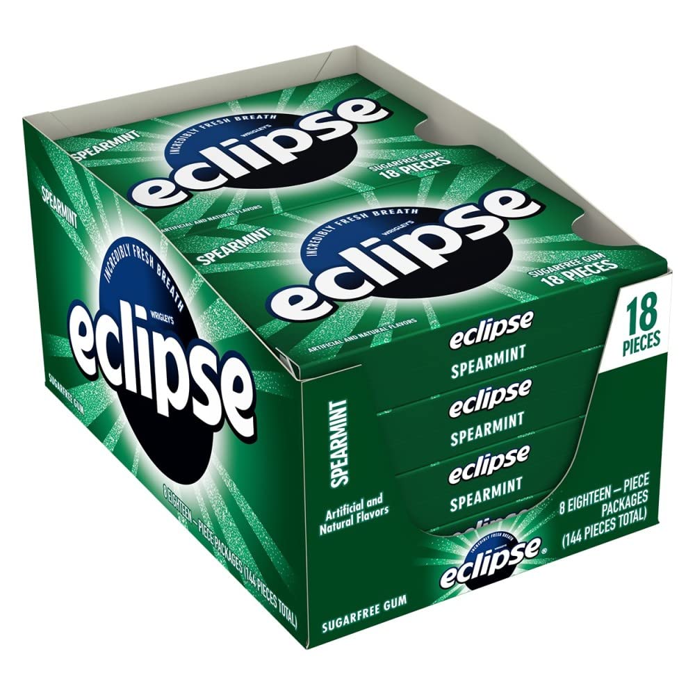Eclipse Gum Spearmint Sugar Free Gum,18 Count (Pack Of 8)