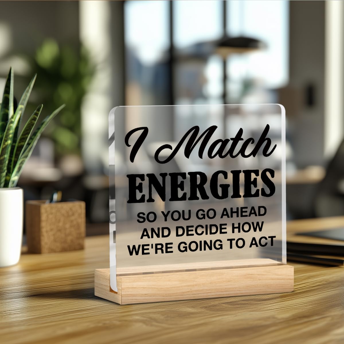 Funny Office Gifts For Coworker Social Worker Leader Boss Friends, Zen Desk Signs Decor Humor Quotes Decoration Gifts I Match En