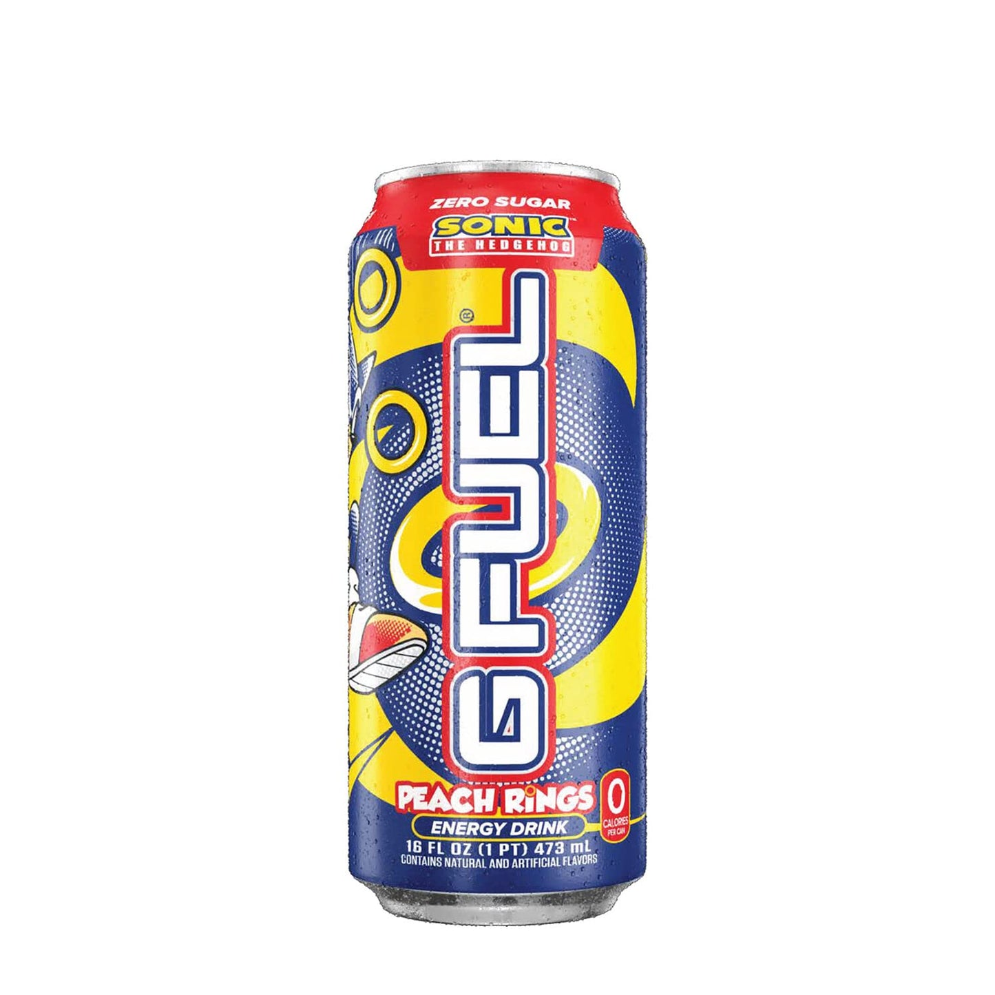 G Fuel Energy Drink, Peach Ring Candy, Sugar Free, 300mg Caffeine, 16 oz Cans, Pack of 12, Blue, Model: bcg-612