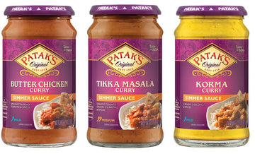 PATAK'S Simmer Sauce, 15 Oz (Pack of 3), Variety Pack (1 Butter Chicken, 1 Tikka Masala, 1 Korma), No Artificial Flavors, Gluten