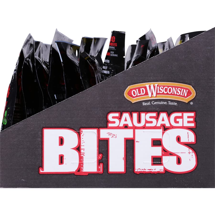 Old Wisconsin Hot & Spicy Sausage Snack Bites, Naturally Smoked, 4oz Resealable Package, High Protein, Low Carb, Gluten Free