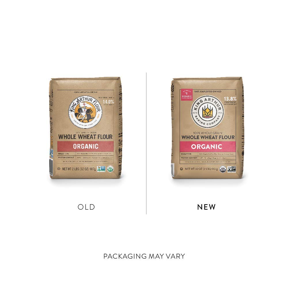 King Arthur, 100% Organic Whole Wheat Flour, 100% Whole Grain, Non-Gmo Project Verified, 2 Pounds (Pack Of 12)