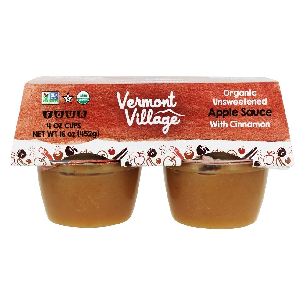 Vermont Village Organic Cinnamon Applesauce 4-Pack, 16-Ounce (Pack Of 12)