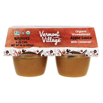 Vermont Village Organic Cinnamon Applesauce 4-Pack, 16-Ounce (Pack Of 12)