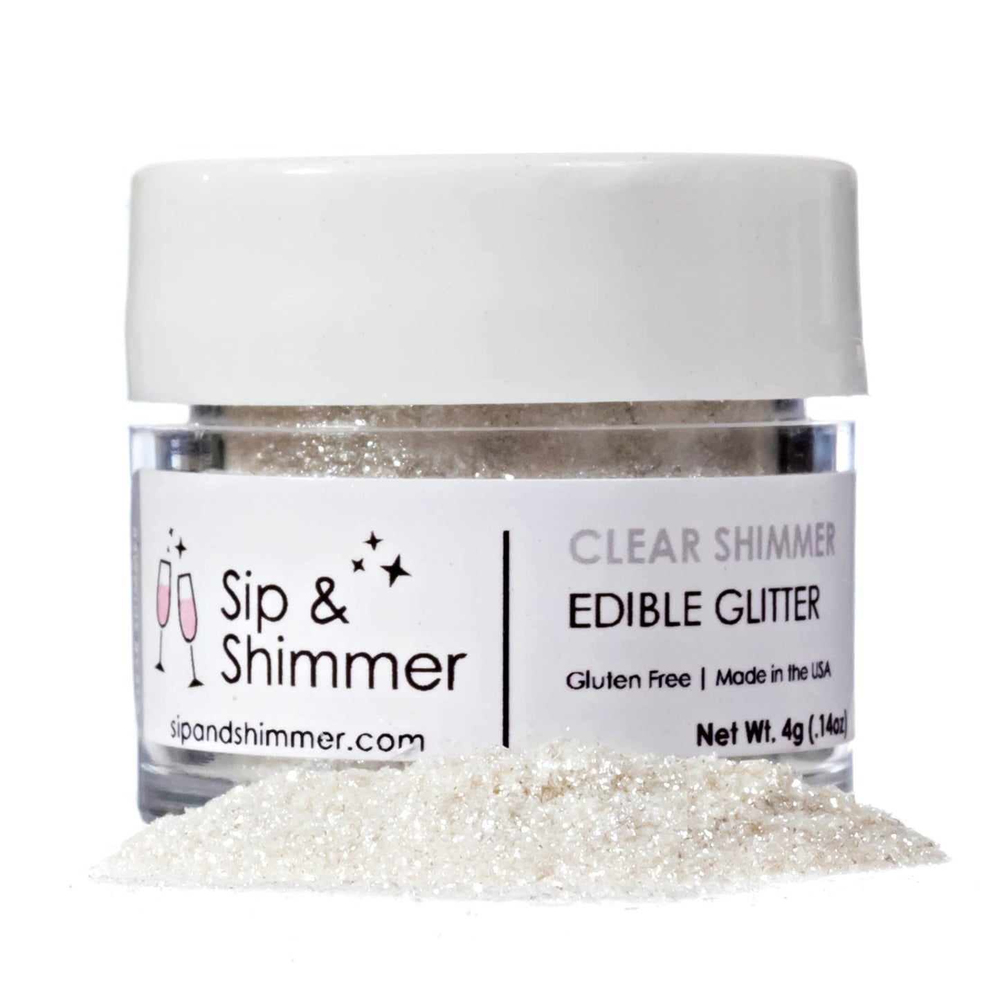 Sip & Shimmer Edible Glitter for Drinks – Clear Drink Glitter, Small Size, Food-Grade, Kosher, Nut-Free, Gluten-Free, Model 123-456