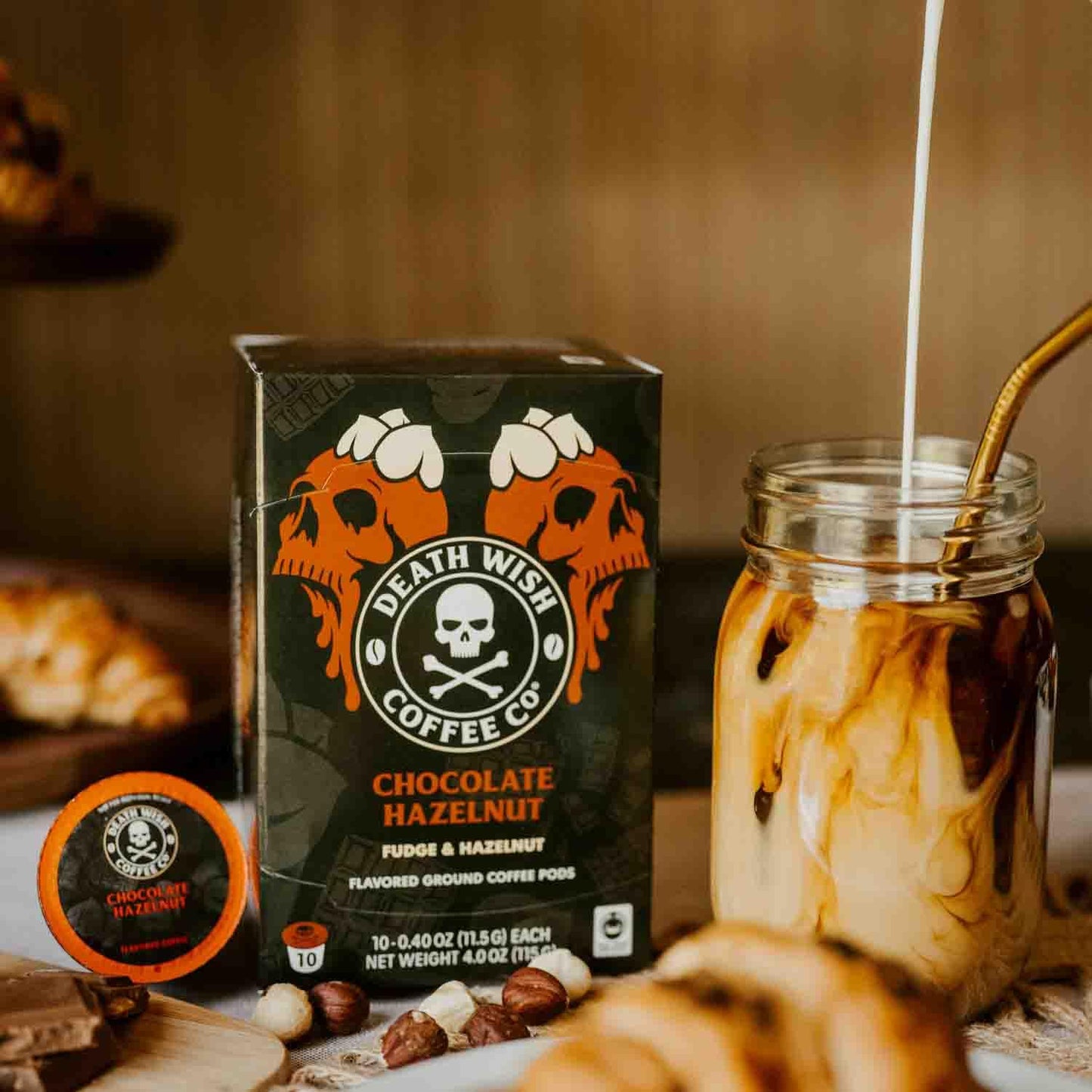 Death Wish Coffee Single Serve Pods - Dark Roast - USDA Organic - 30 Count - Chocolate Hazelnut