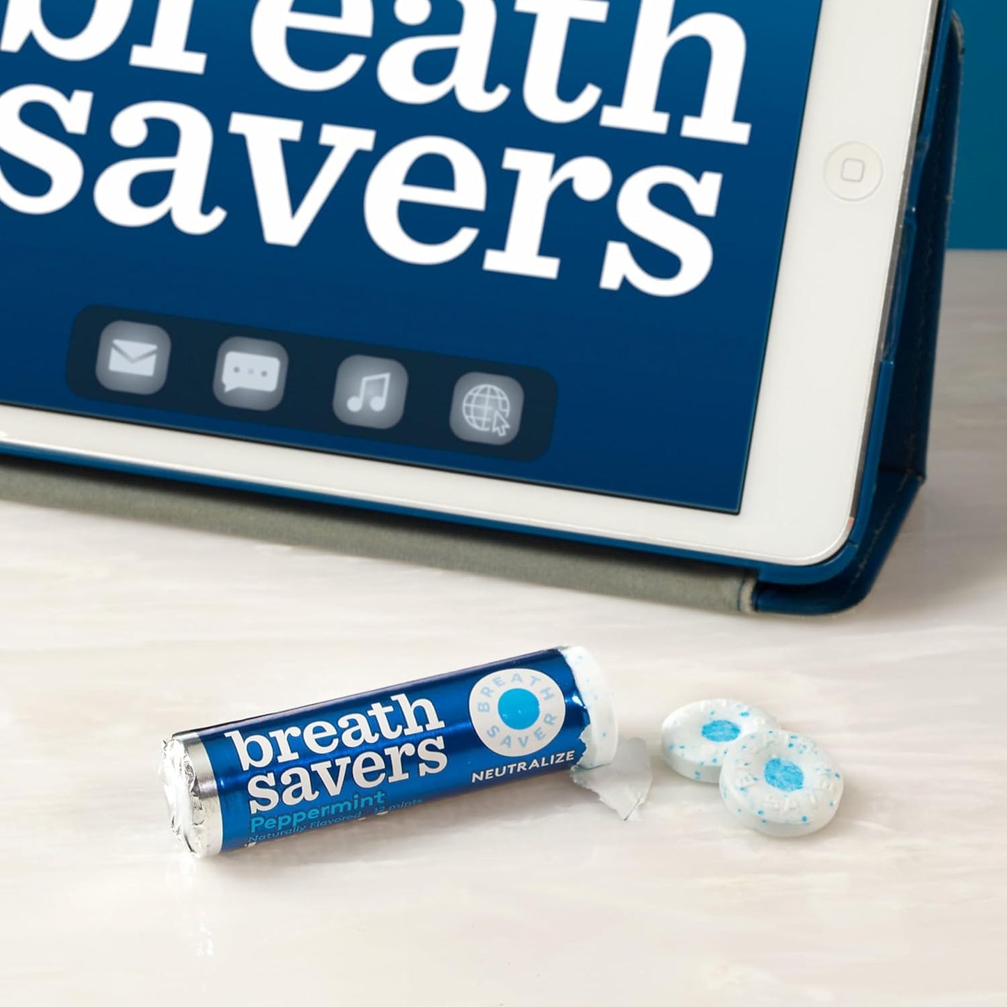 Breath Savers Peppermint Sugar Free Breath Mints Rolls, 0.75 Oz (Pack Of 12)