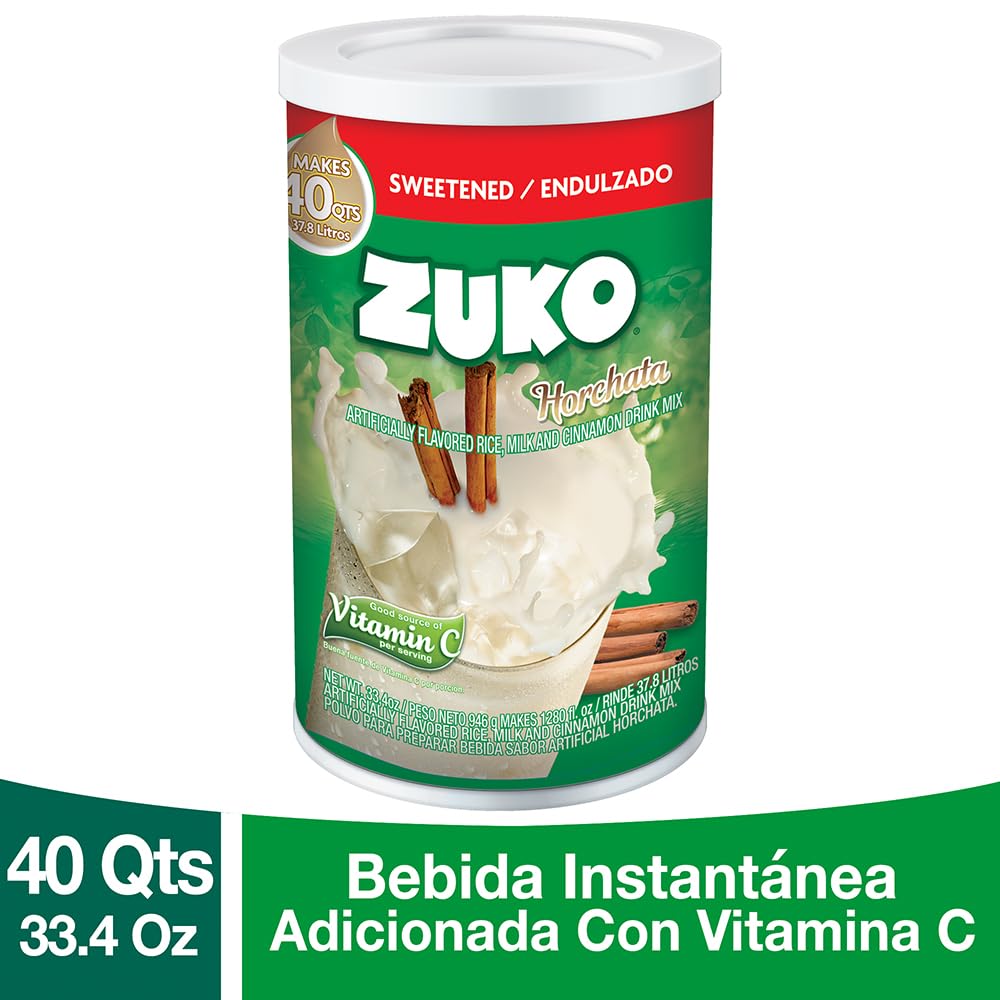 Zuko Horchata Instant Powder Drink, Canister, No Sugar Needed, 33.4 Oz (Pack Of 1)