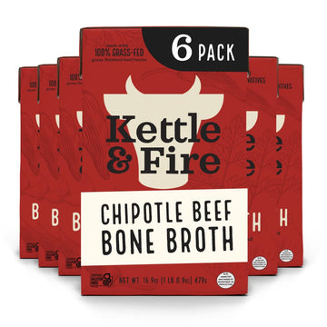 Kettle & Fire Chipotle Beef Bone Broth, Keto & Paleo, Gluten Free, 16.9 Fl Oz (Pack of 6)