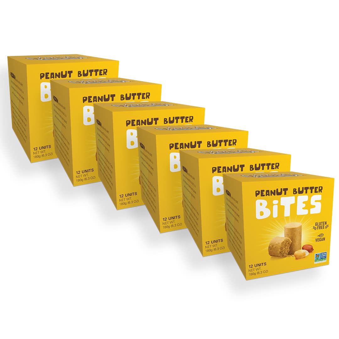PASOKIN | Natural Peanut Butter Snack | Creamy PB Bites | Gluten Free, Vegan Protein | Pacoca Made in USA, 6 Boxes with 12 Bites