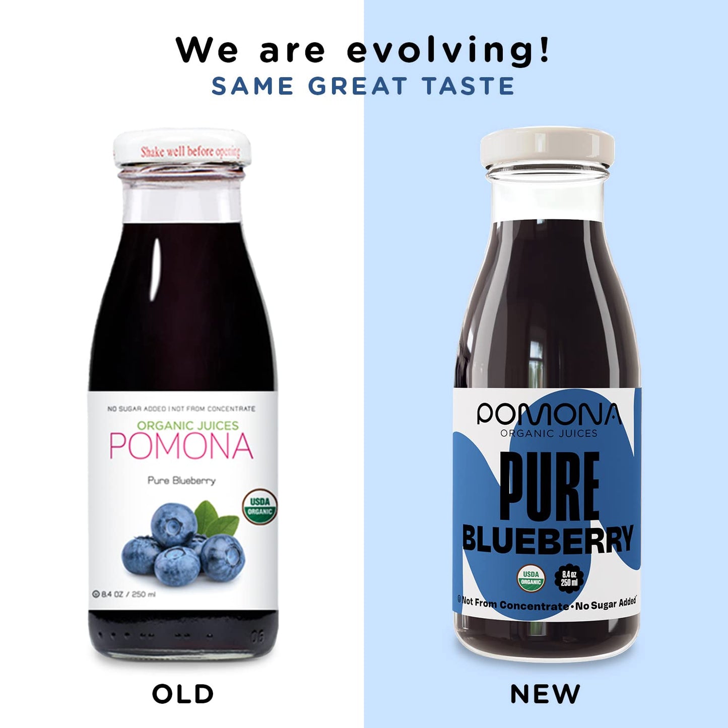 Pomona Organic Pure Blueberry Juice, Cold Pressed Organic Juice, Non-Gmo, No Sugar Added, Not From Concentrate, Gluten Free, Kos