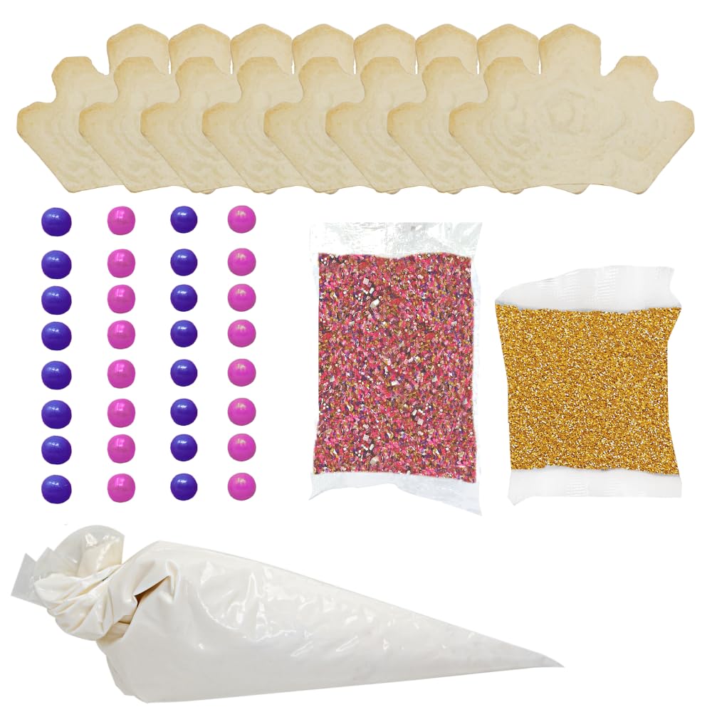 Princess Tiara Designer Cookie Kit - Decorate 8 Tiara-Shaped Sugar Cookies With Glittery Sugar, Icing & Edible Accessories - Nut