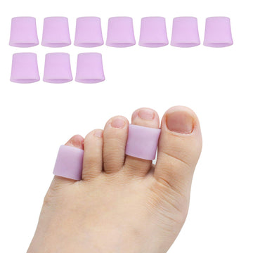 5 Pairs Toe Protectors, Toe Sleeves Silicone Small Gel Corn Protectors For Runners,Blisters,Shoes,Heels,Sandal Purple Pinky Toe 