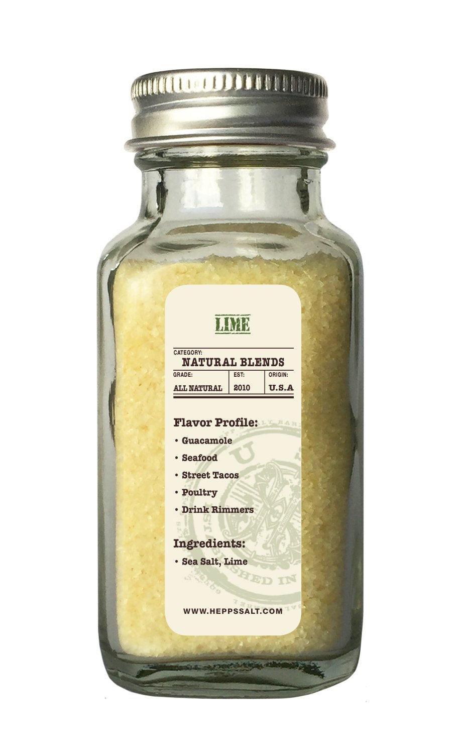 Hepps Salt Co. Lime Sea Salt - 1.5 Ounce, Natural Flavor Enhancer