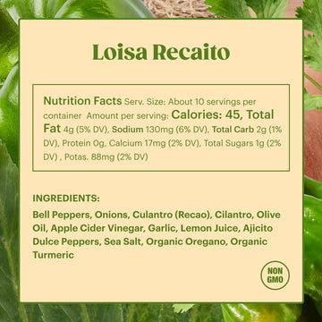 Loisa Recaito Sofrito Cooking Sauce, Non-Gmo, No-Msg, No Preservatives, No Artificial Coloring, No Artificial Flavors, Vegan, Pure Latin Flavor, 12 Oz, Pack Of 1
