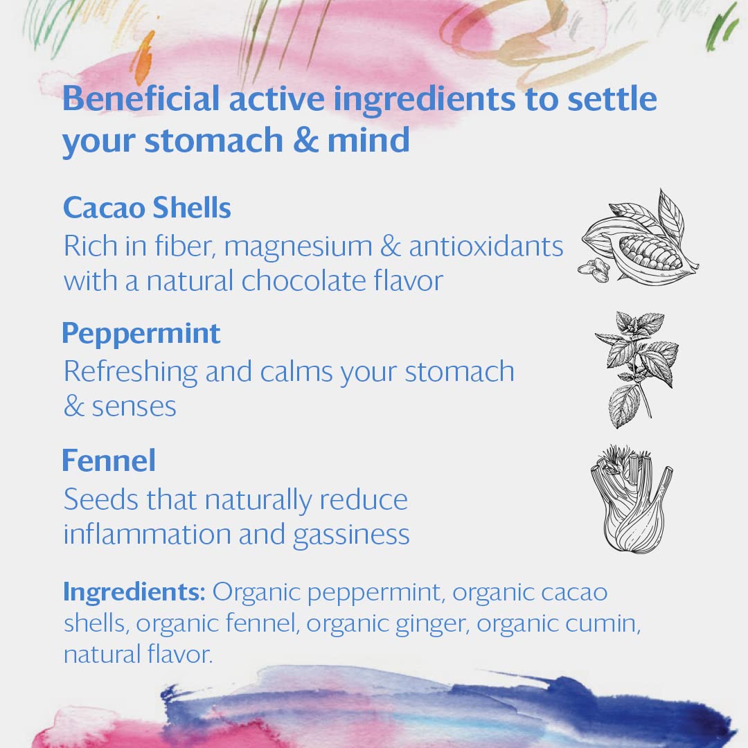 Grace Farms Settle Wellness Organic Tea Blend (16 Pyramid Sachets) | Peppermint Cacao | Relaxing And Digestive Support | Fairtra