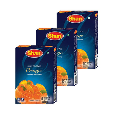 Shan Jelly Crystals Orange - Quick & Easy Jello - Vegetarian - Pack of 3 (2.82 oz each)