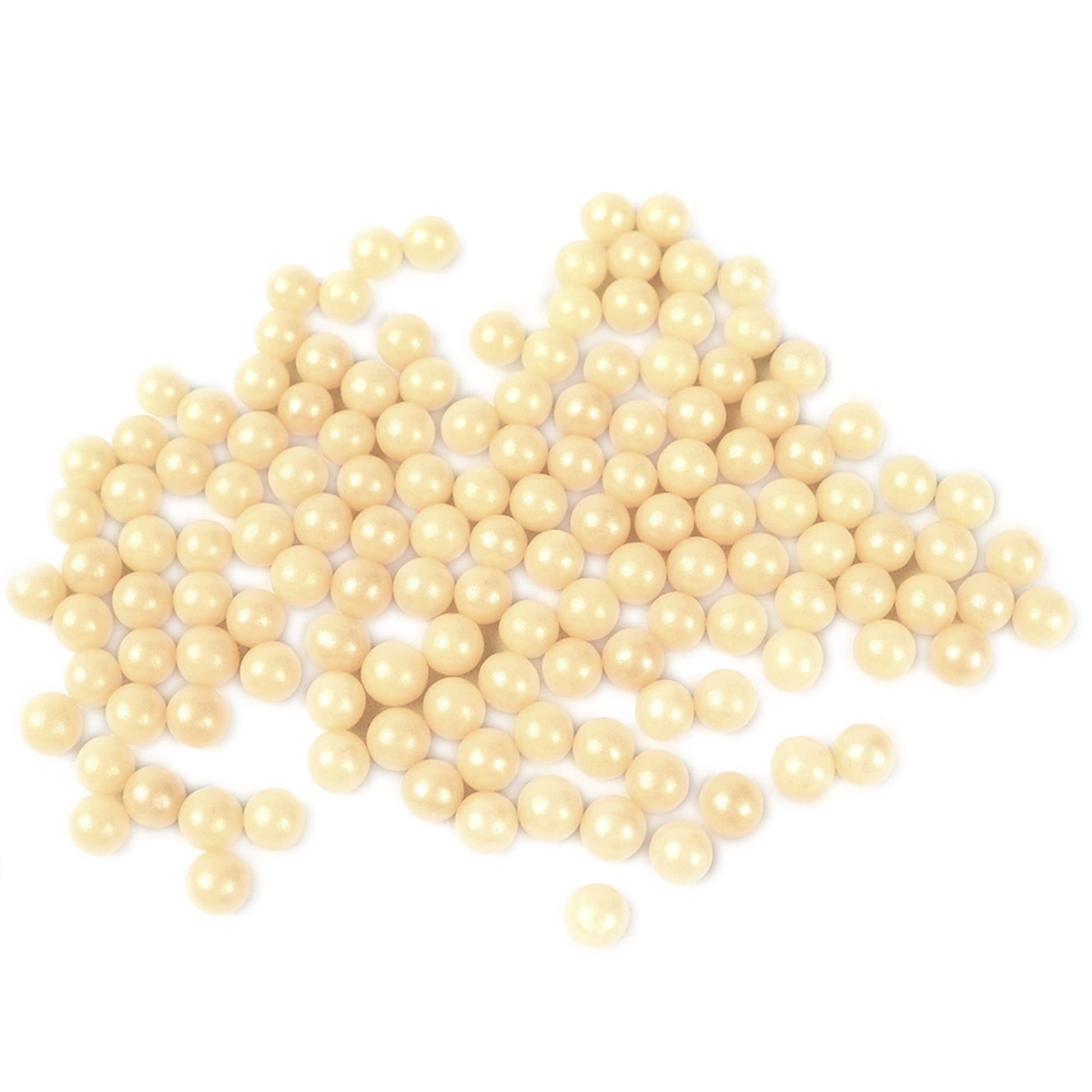 OCREME Edible Sugar Pearls for Cake Decorating, Ivory, 8mm, 8 oz